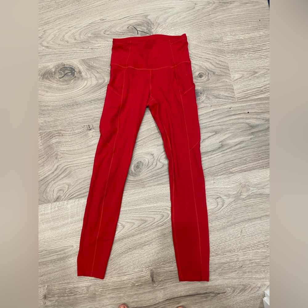 Red Lululemon pants with pockets excellent condition xs